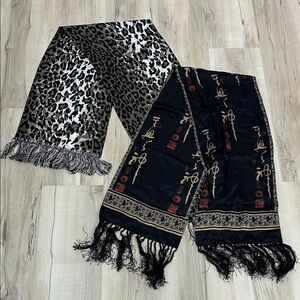 Leopard Print and Black Chico’s Asian Patterned Scarves